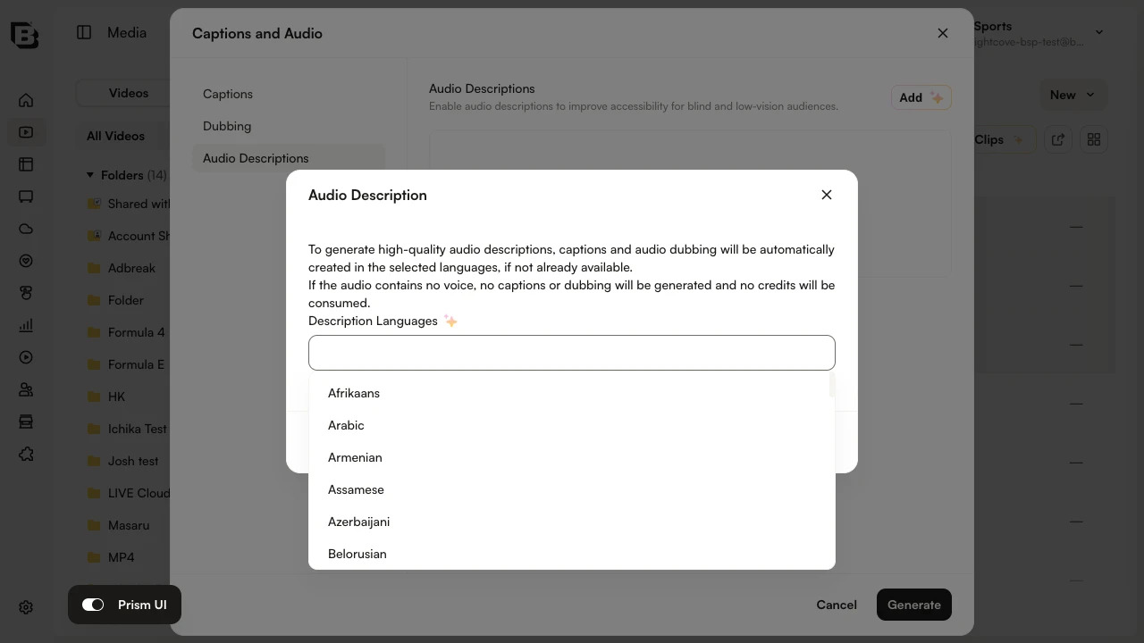 Bulk audio description dialog - confirm