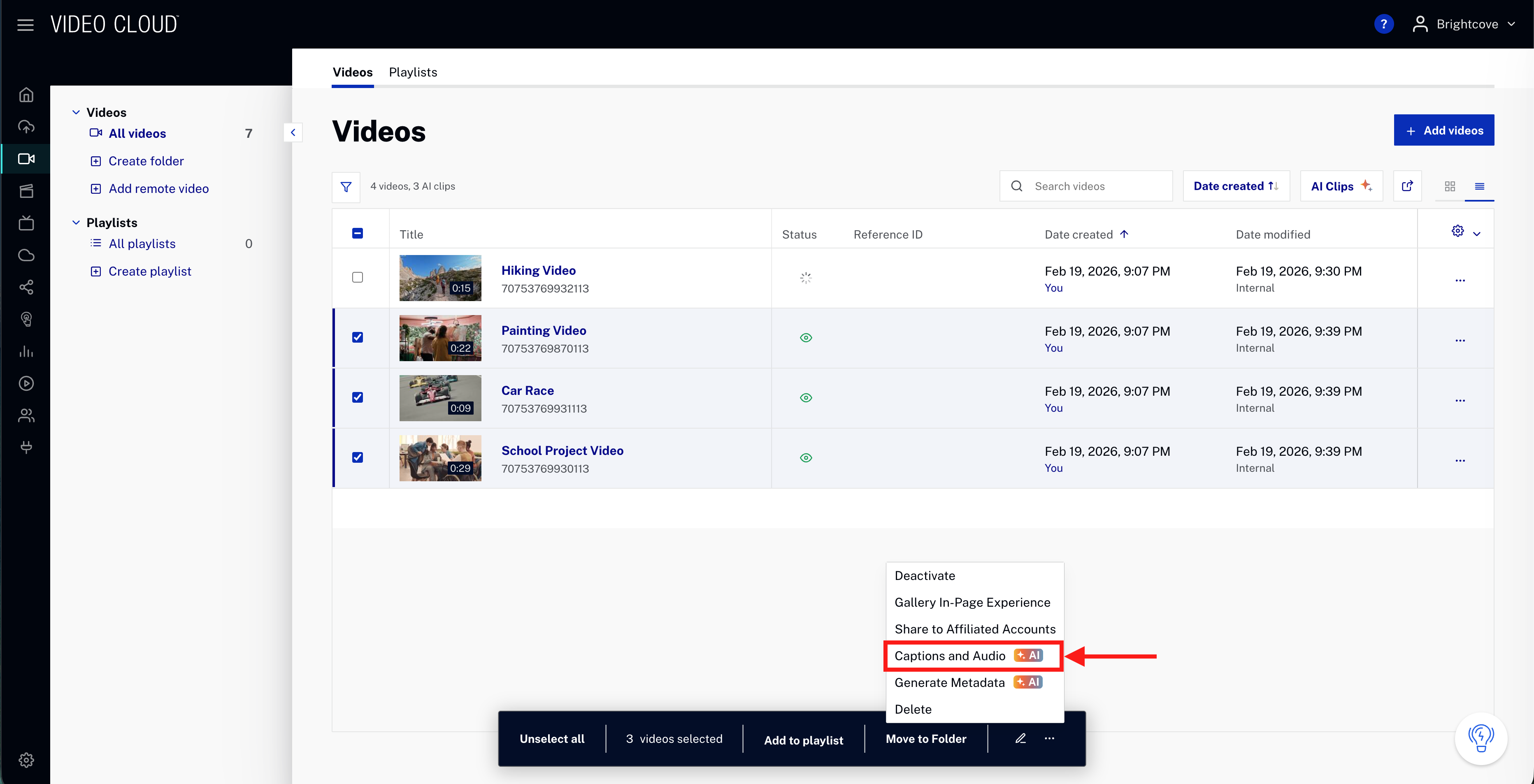Media module - bulk menu option for captions and audio