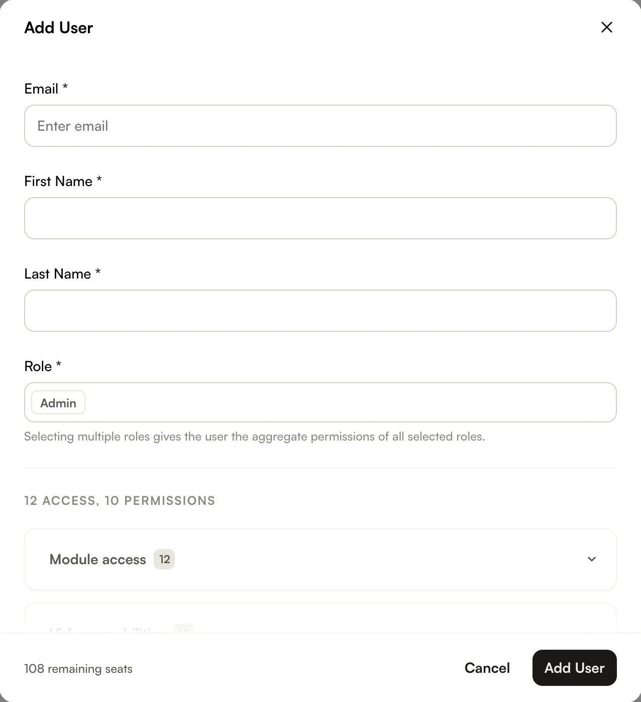 Add User form