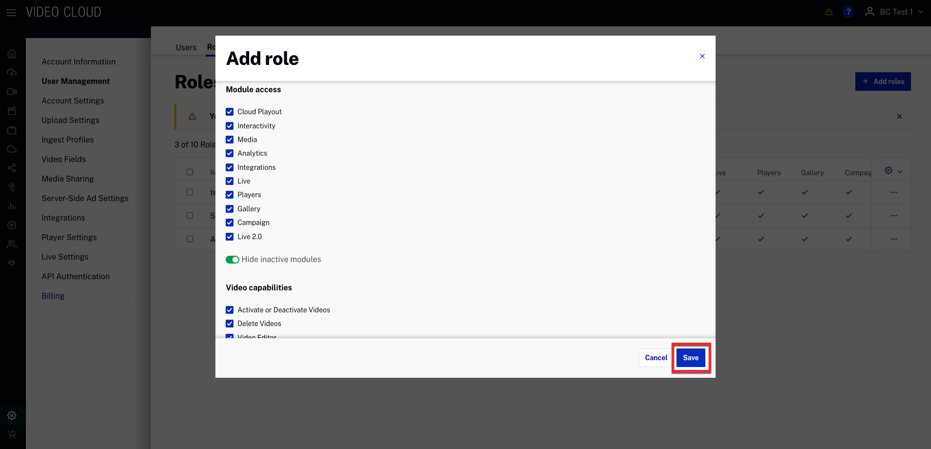 Create user role UI