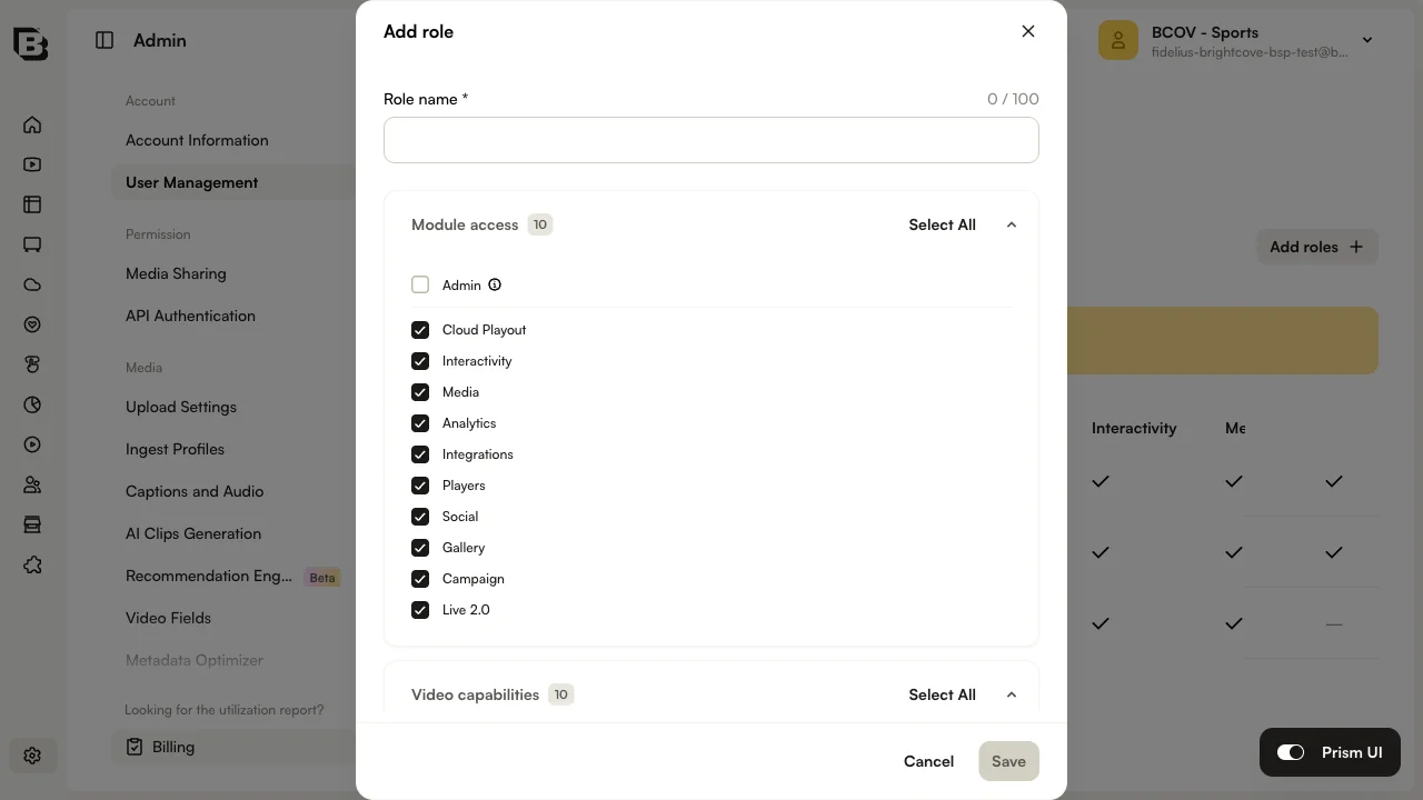 Add role dialog