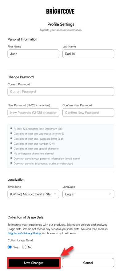 Editing profile information
