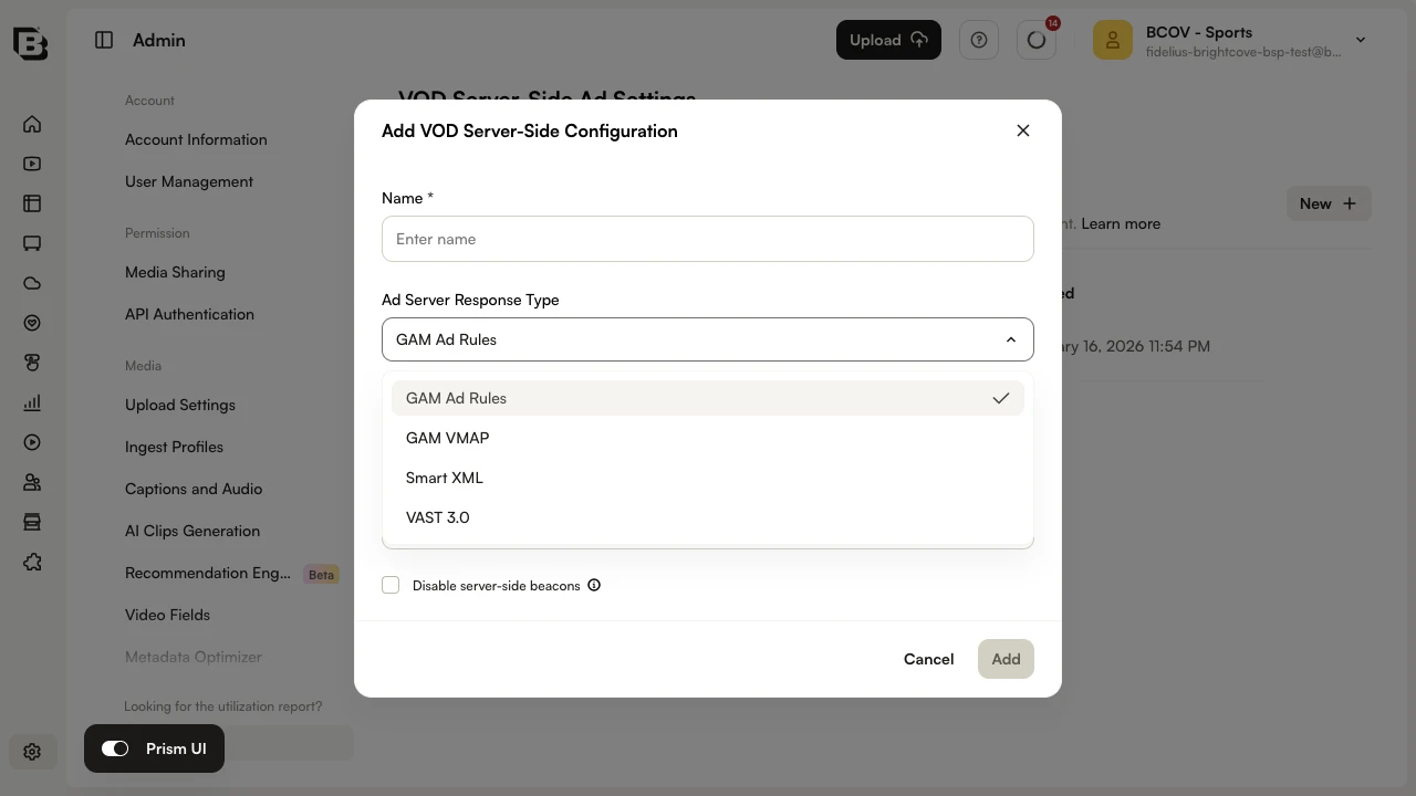 VOD ad server response types