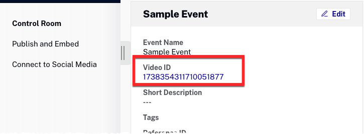 Event Video ID