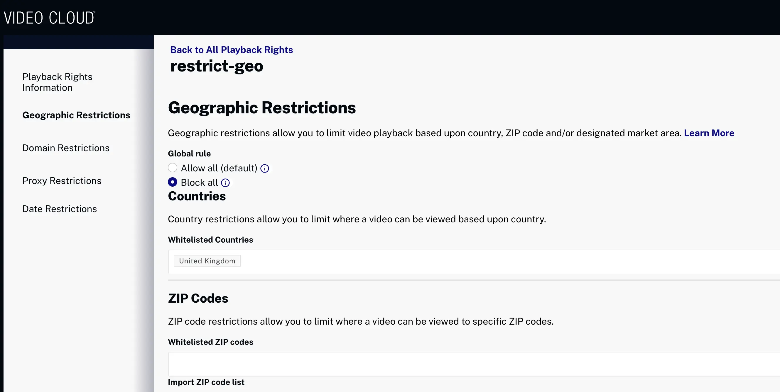 Playback rights detail