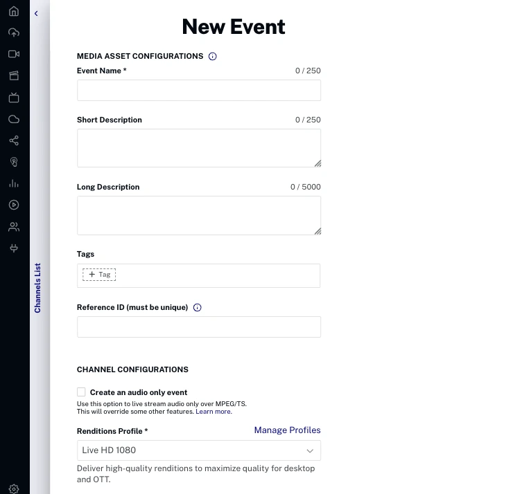 Create NextGen Live Channel