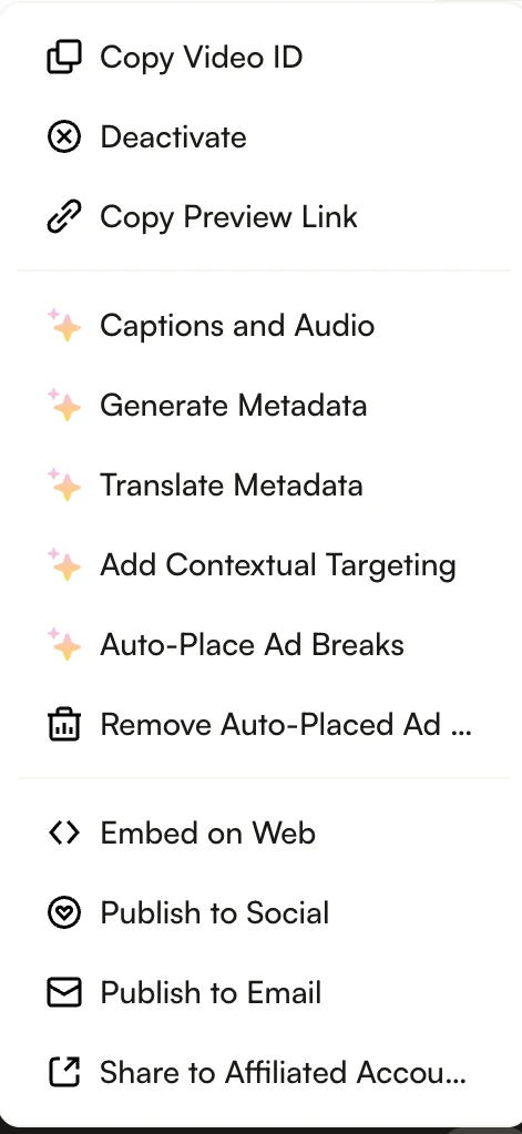 More actions menu showing the Deactivate option