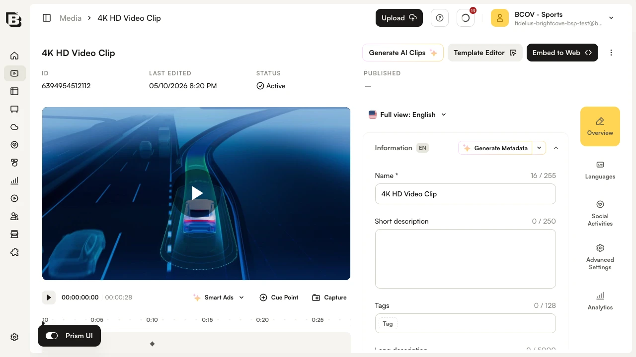 Full view language selector and Information section language tag