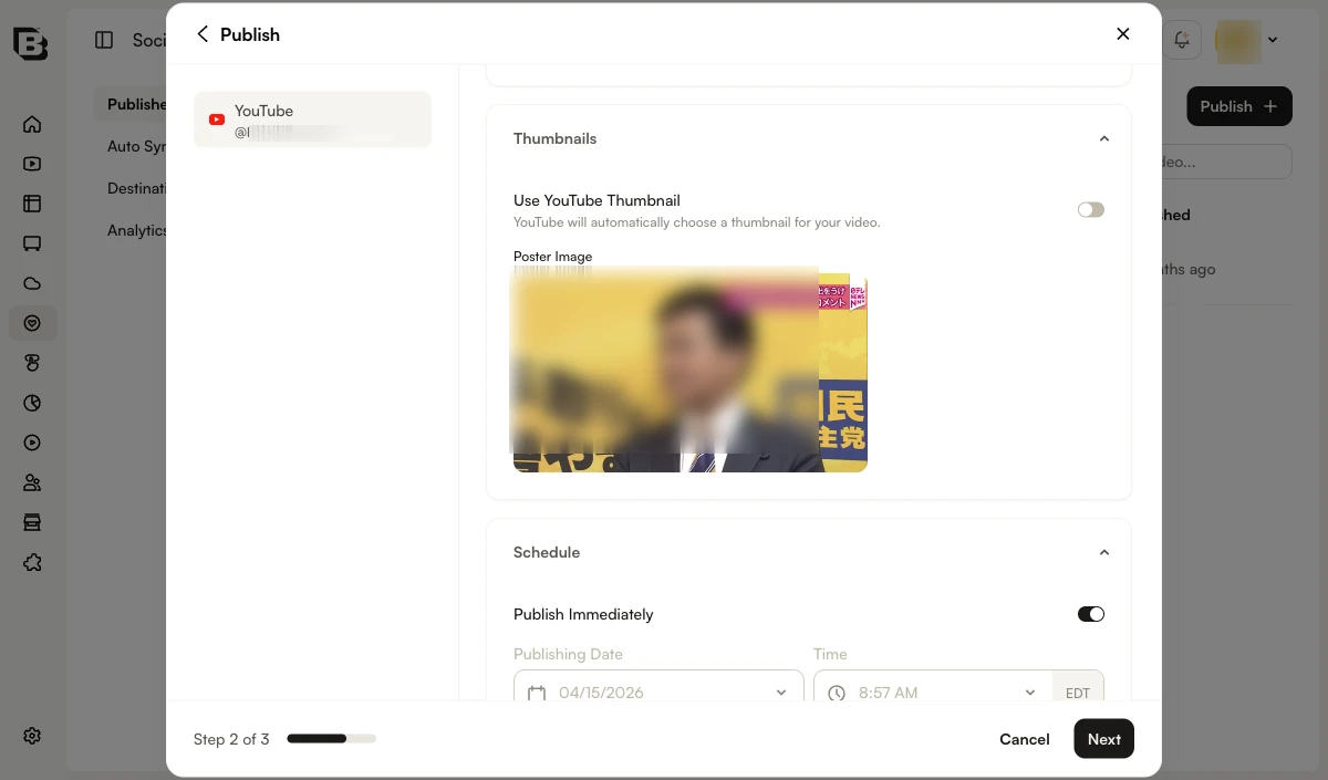 YouTube publish - Thumbnails