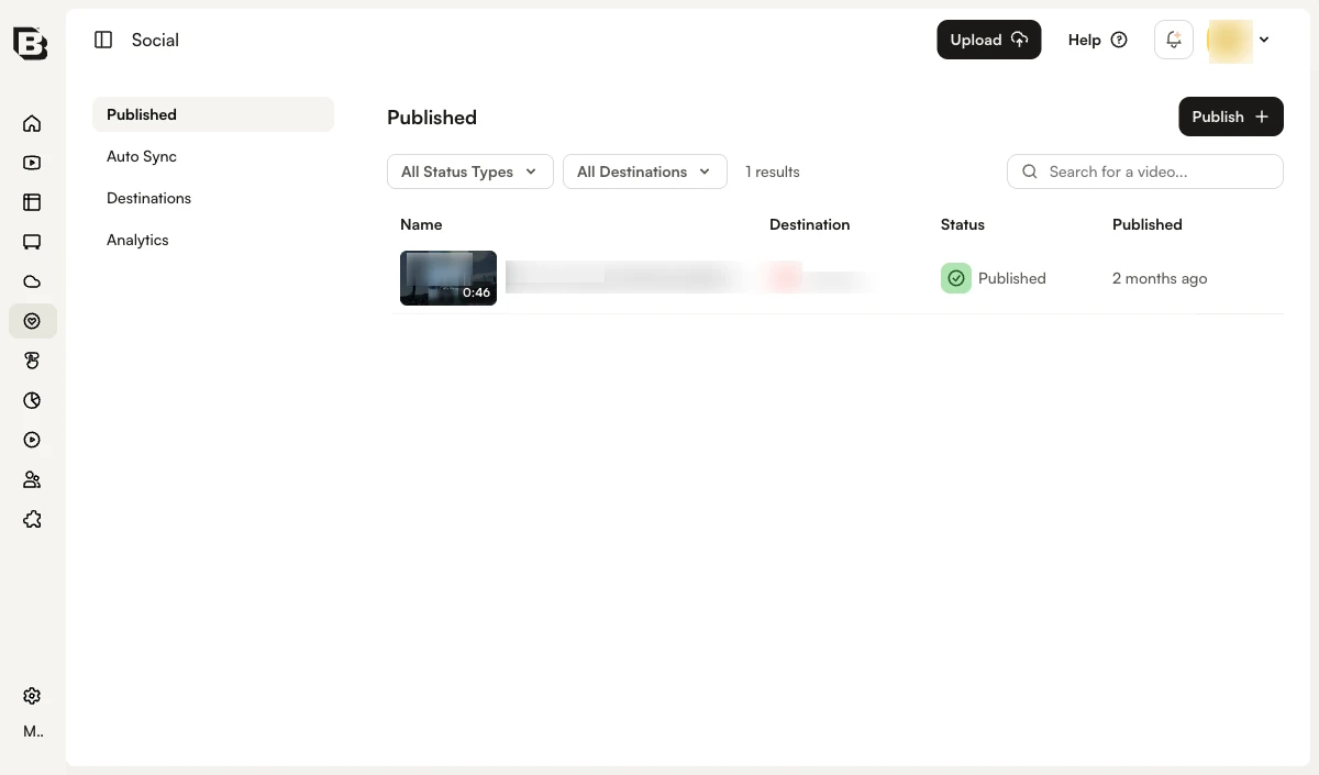 Social module Published page